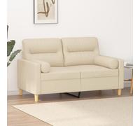 Vidaxl Canapé 3 Places Avec Oreillers Décoratifs Crème 180 Cm Tissu