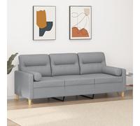 vidaXL Canapé 3 Places avec oreillers Gris Clair 180 cm Tissu, canapé, canapé de Salon, canapé 3 Places en Tissu, canapé rembourré, canapé en Tissu