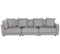 Canapé 3 places avec Ottoman en Tissu Gris Clair et Bois d'Eucalyptus 4 Ore