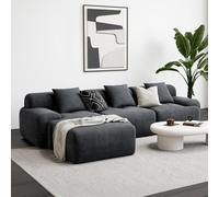 Canapé 3 places avec pouf en velours côtelé gris anthracite SHEFFIELD Gris