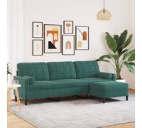 canapé 3 places avec pouf vert foncé 210 cm velours