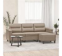 vidaXL Canapé 3 places avec repose-pieds 180 cm Tissu microfibre Taupe