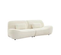 sweeek - Canapé 3 Places en Bouclette Blanche L 265 x P 114 x H 85cm - Nia