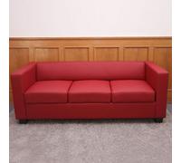 Canapé / Sofa Lille, 3 Places, 191x75x70cm Simili-Cuir, Rouge Multicolore