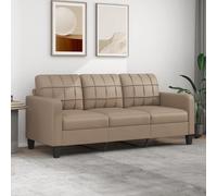 Canapé 3 Places Cappuccino 180 Cm Similicuir Métal Mousse Confort