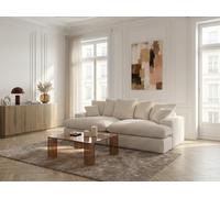 Canapé 3 places causeuse avec assise profonde NEVADA gros côtelé doux beige BOBOCHIC Beige