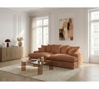 Canapé 3 places causeuse avec assise profonde NEVADA gros côtelé doux jaune BOBOCHIC Jaune