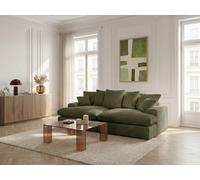 Canapé 3 places causeuse avec assise profonde NEVADA gros côtelé doux vert BOBOCHIC Vert