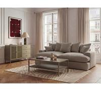 Canapé 3 places causeuse avec assise profonde NEVADA tissu chenille beige BOBOCHIC Beige