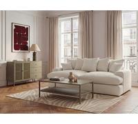 Canapé 3 places causeuse avec assise profonde NEVADA tissu chenille blanc BOBOCHIC Blanc