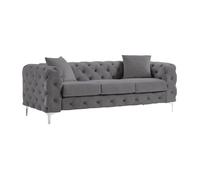 Canapé 3 places chesterfield en velours anthracite EDWINA