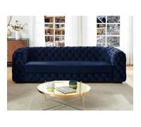 Canapé 3 places chesterfield STANLEY - Velours bleu nuit