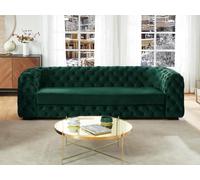 Canapé 3 places chesterfield STANLEY - Velours vert sapin