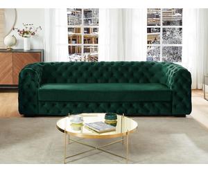 Canapé 3 places chesterfield STANLEY - Velours vert sapin