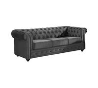 Canapé 3 places CHESTERFIELD - Velours anthracite
