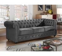 Canapé 3 places CHESTERFIELD - Velours anthracite