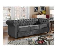 Canapé 3 places CHESTERFIELD - Velours anthracite