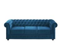 Canapé 3 places CHESTERFIELD - Velours bleu canard Bleu canard