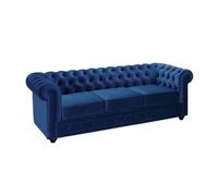 Canapé 3 places CHESTERFIELD - Velours bleu roi