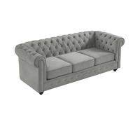 Canapé 3 places CHESTERFIELD - Velours gris clair