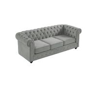 Canapé 3 places CHESTERFIELD - Velours gris clair