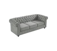 Canapé 3 places CHESTERFIELD - Velours gris clair