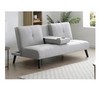 Canapé 3 places clic-clac en tissu gris clair avec tablette CLOSIPA