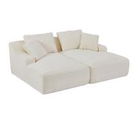 Canapé 3 places confort assise profonde en velours côtelé grosses côtes beige DONILIA