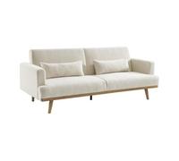 Canapé 3 places convertible clic-clac en tissu bouclette blanc ESME