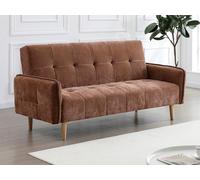 Vente-unique - Canapé 3 Places Convertible clic-clac en Tissu Marron SONIATA