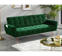 Canapé 3 places convertible clic-clac en velours POLANI - Vert sapin