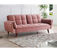 Canapé 3 places convertible clic-clac en velours rose GULCAN