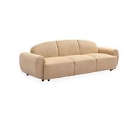 MENZZO Canapé 3 places convertible dossier et accoudoirs arrondis Oliver Velours côtelé Beige -Canapé : L234 x P88 x H75 cm<br