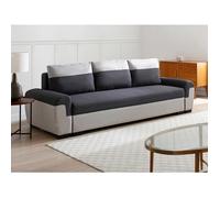 Canapé 3 places convertible en tissu anthracite et gris clair GABY II