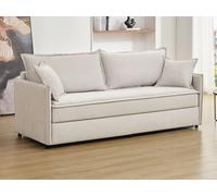 Canapé 3 places convertible en tissu beige avec assise à mémoire de forme SERABA