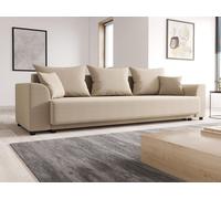 Canapé 3 places convertible en tissu beige NESSARO