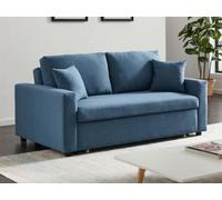 Canapé 3 places convertible en tissu INIZOR - Bleu Bleu
