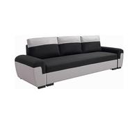 Canapé 3 places convertible en tissu noir et gris clair GABY II