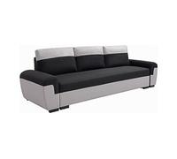 Canapé 3 places convertible en tissu noir et gris clair GABY II