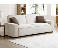 Canapé 3 places convertible en velours côtelé beige SEKOTA