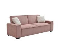 Canapé 3 places convertible en velours côtelé rose SEKOTA
