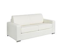 Vente-unique - Canapé 3 Places Convertible Express Cuir de Buffle Blanc - Couchage 140 cm - Matelas 18 cm - CALITO