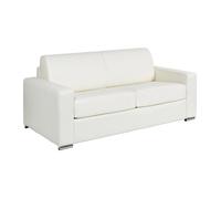 Canapé 3 places convertible express cuir de buffle blanc - Couchage 140 cm - Matelas 18 cm - CALITO