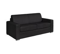 Canapé 3 places convertible express en cuir de buffle noir - Couchage 140 cm - Matelas 14 cm CALITO