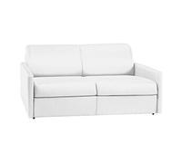 Canapé 3 places convertible express en simili blanc avec assise mémoire de forme - Couchage à lattes larges 140 cm - Matelas 14 cm CALIFE