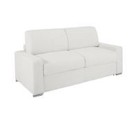 Canapé 3 places convertible express en simili blanc - Couchage 140 cm - Matelas 22 cm avec mémoire de forme CALITO