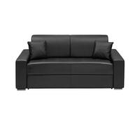 Canapé 3 places rapido convertible express en simili EMIR - Noir - Couchage 140 cm - Matelas 14 cm