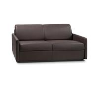 Canapé 3 places convertible express en simili marron avec assise mémoire de forme - Couchage à lattes larges 140 cm - Matelas 14 cm CALIFE