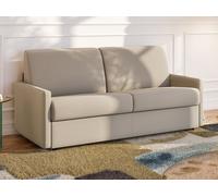 Canapé 3 places convertible express en tissu beige avec assise mémoire de forme - Couchage 140 cm - Matelas 18 cm CALIFE
