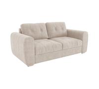 Canapé 3 places convertible express en tissu beige - Couchage 140 cm - Matelas 14 cm - BOLIPO